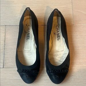 Chanel Black Flats with Logo Detail